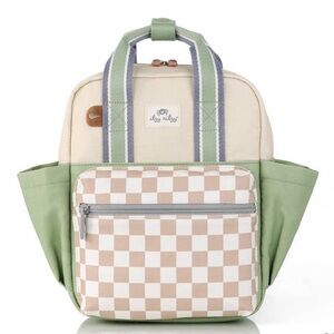 Itzy Ritzy Green and Cream Kids Backpack